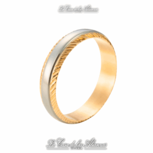 Alianzas combinadas Italianas centro oro blanco bordes Facetadas  Rf:16