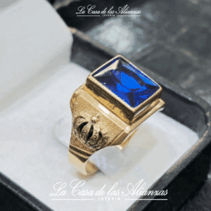 Anillo sello con piedra azul