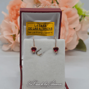 Aros corazon rubi